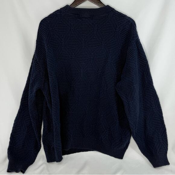 Vintage 90s Susquehanna Trail Sweater Mens XL Navy Blue Knit Crewneck Pullover - Picture 3 of 5